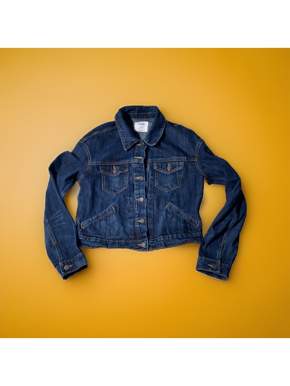 Old Navy Women’s Crop Denim Jean Jacket Blue Button Front M